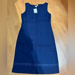 H.O.G. Linen Mixed Sleeveless Dress (US 8 ) *Navy